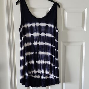 Cupio Navy & White Tie-Dye Scoop Neck Tank